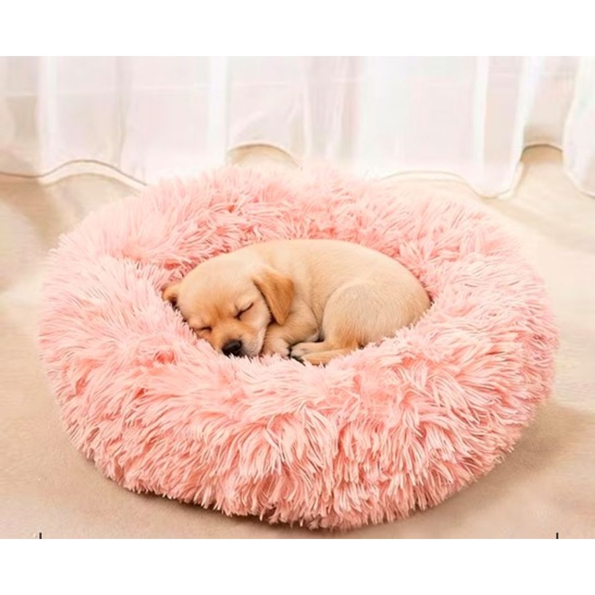 MASCO TODO - Cama Antiestrés Felpa para Mascotas Perros Gatos 50cm Rosado