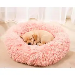 MASCO TODO - Cama Antiestrés Felpa para Mascotas Perros Gatos 50cm Rosado