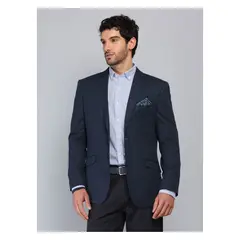 PIERO BUTTI - Blazer Texturado Spandex Tailored Fit Azul