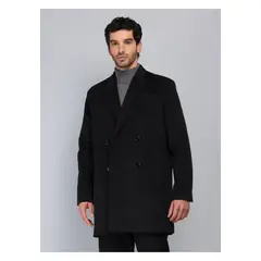 PIERO BUTTI - Abrigo Cruzado Regular Fit Negro