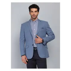 PIERO BUTTI - Blazer Texturado Spandex Tailored Fit Celeste