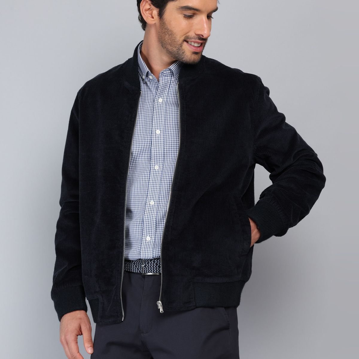 PIERO BUTTI - Chaqueta Bomber Cotelé Regular Fit Azul Marino Piero Butti PIERO BUTTI