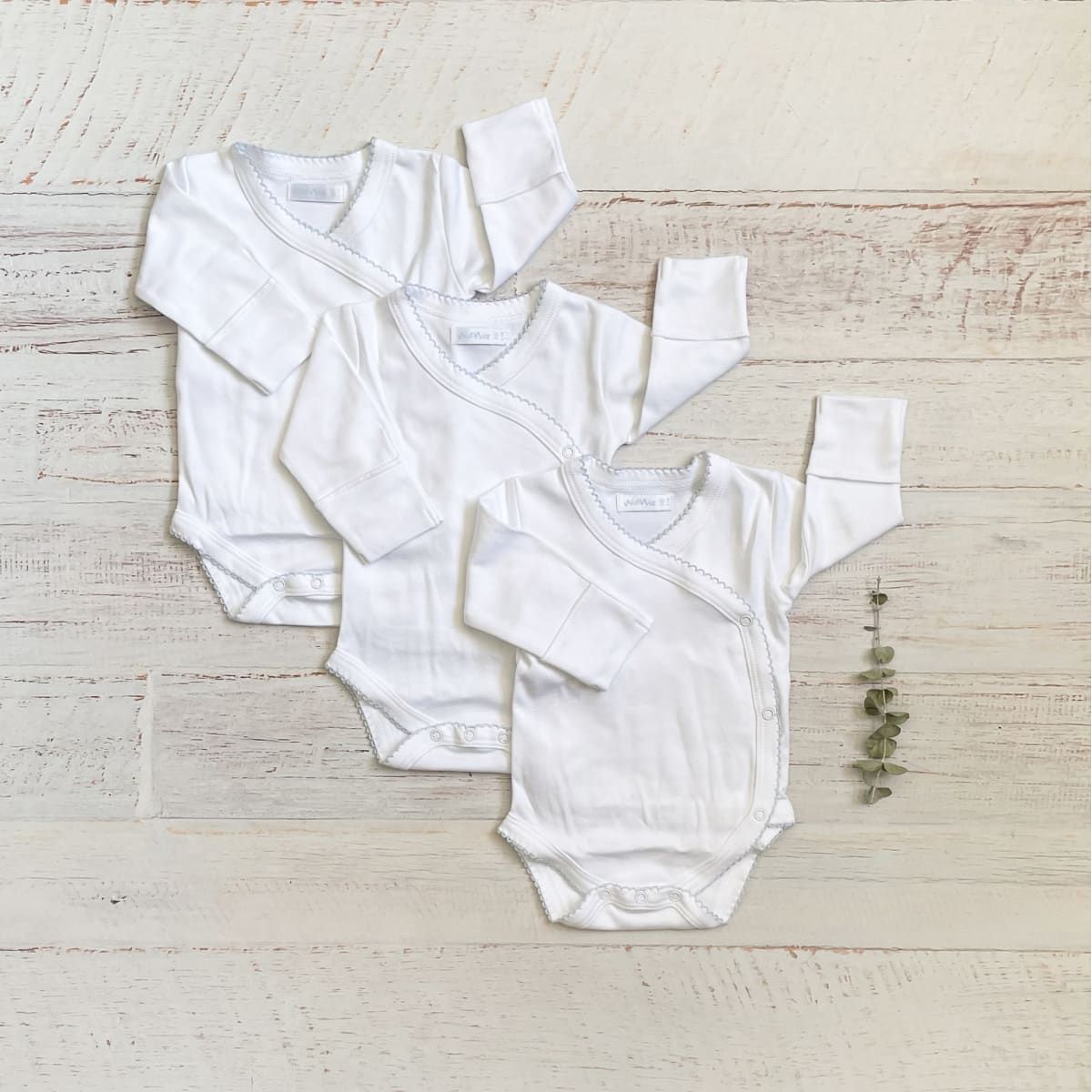 WAWA BABY DESIGN - Pack 3 Bodys Celeste Bebé Algodón Pima