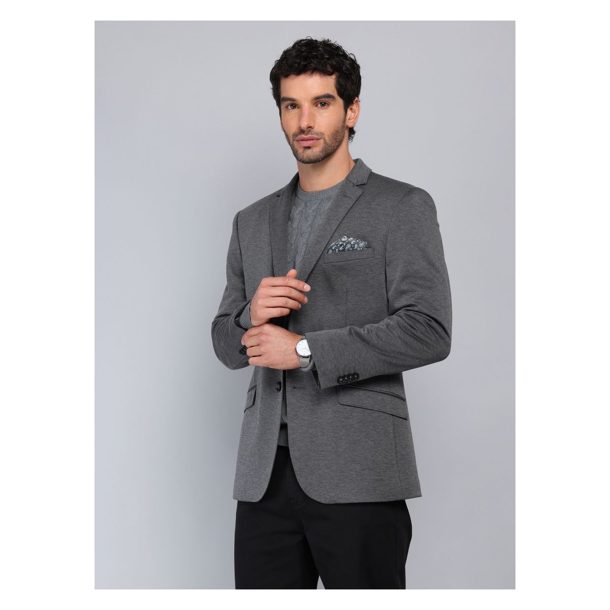 PIERO BUTTI - Blazer Texturado Spandex Tailored Fit Gris Piero Butti PIERO BUTTI