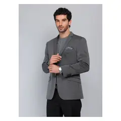 PIERO BUTTI - Blazer Texturado Spandex Tailored Fit Gris
