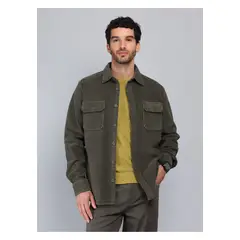 PIERO BUTTI - Overshirt Stone Wash Regular Fit Verde
