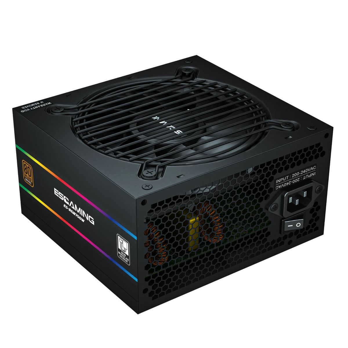 GENERICO - Fuente de Poder - Certificada  EsGaming ES-RGB750W 80 Bronze