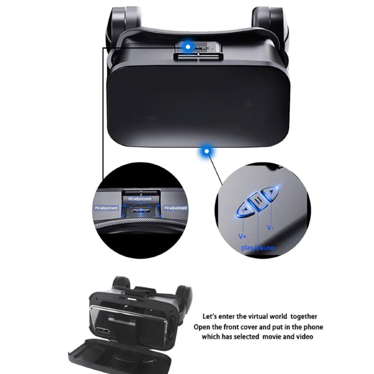ADLIU - Lentes Vr Realidad Virtual 3d Universal Control Remoto Gamer