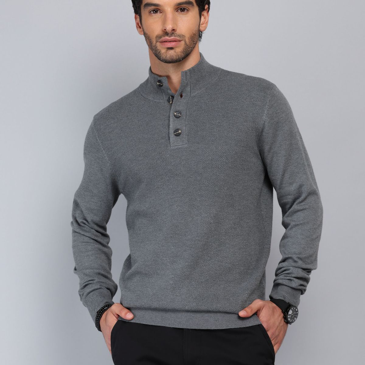 PIERO BUTTI - Sweater Texturado Cuello Alto Piero Butti PIERO BUTTI