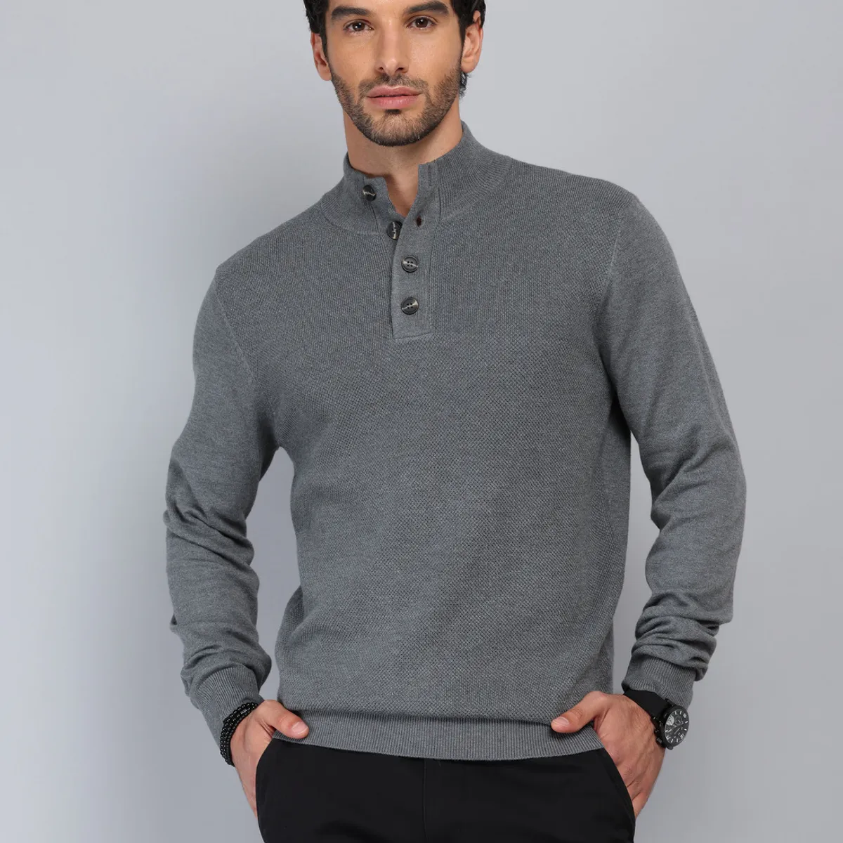 PIERO BUTTI - Sweater Texturado Cuello Alto Piero Butti PIERO BUTTI