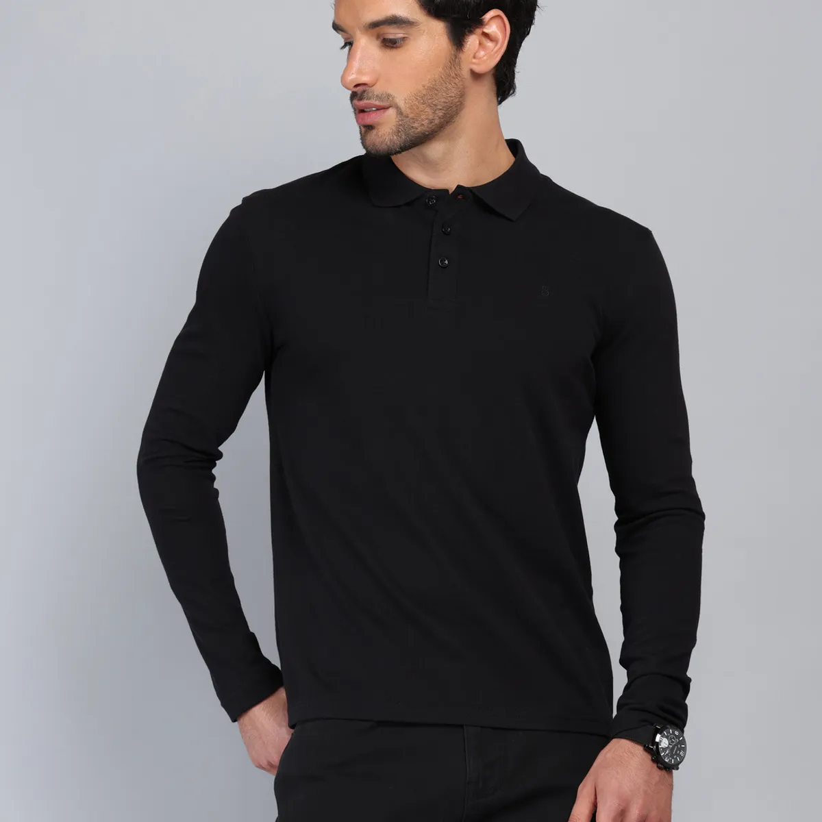 PIERO BUTTI - Polera Piqué Regular Fit Negro Piero Butti PIERO BUTTI