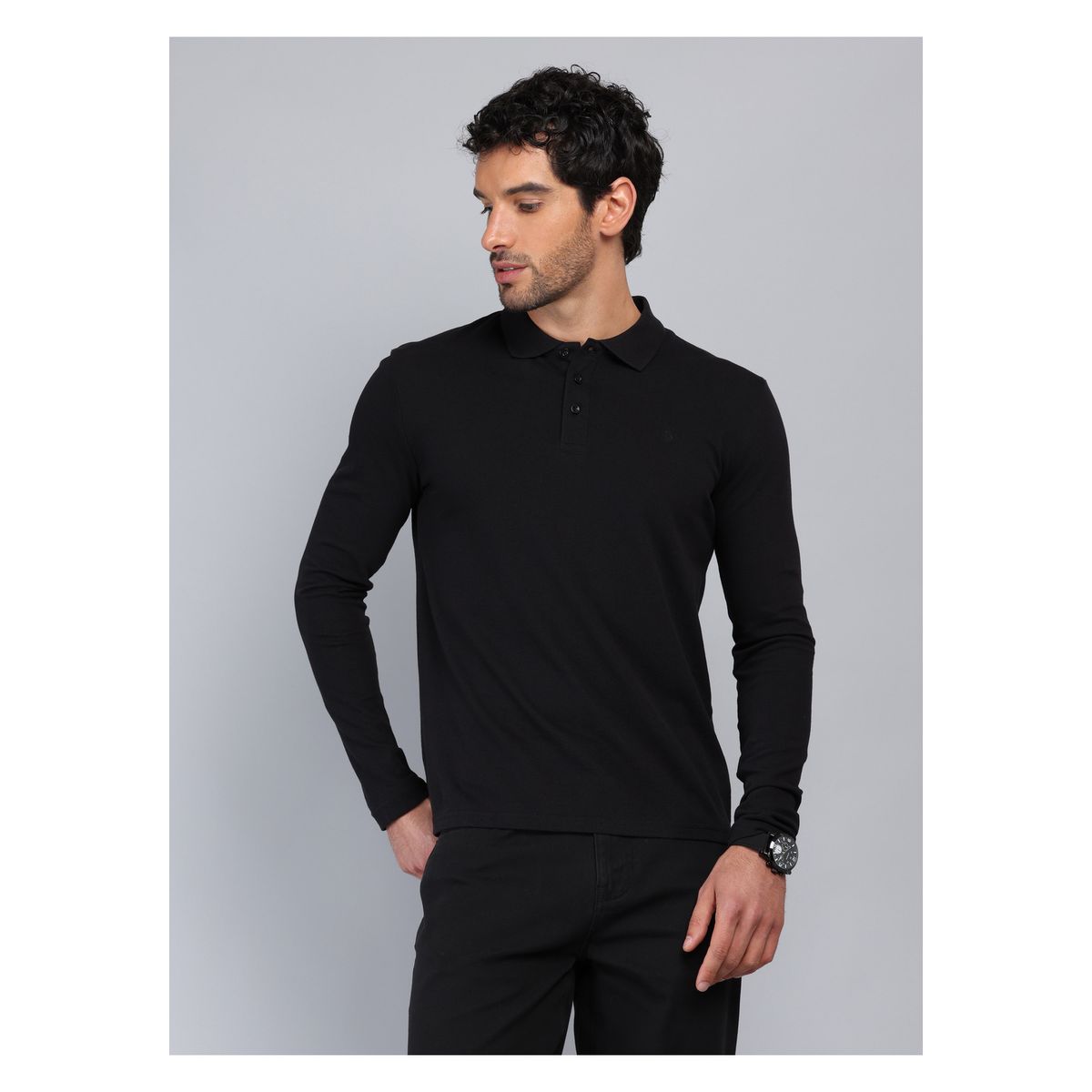 PIERO BUTTI - Polera Piqué Regular Fit Negro Piero Butti PIERO BUTTI