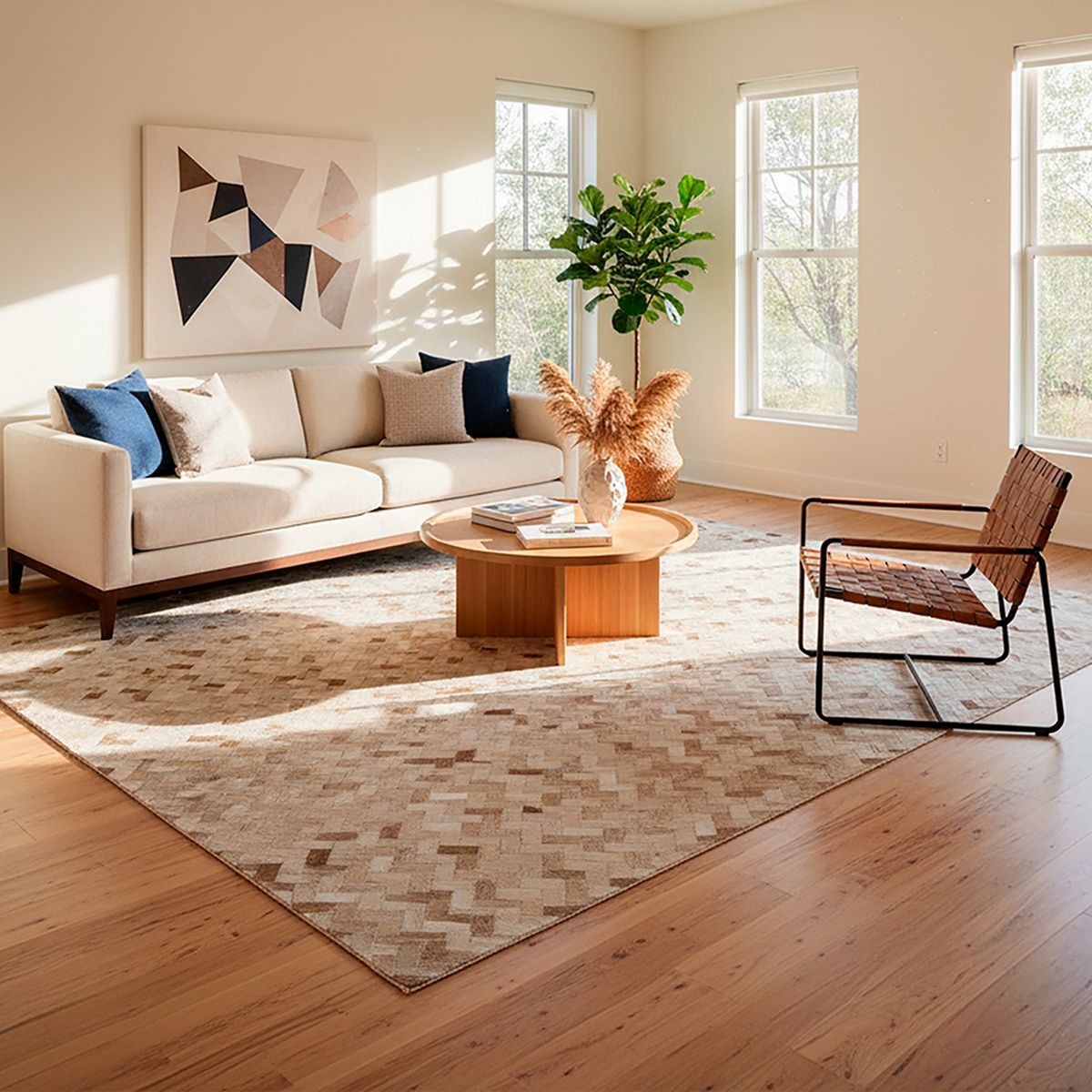 DIB - Alfombra Leather Patch Design  160X230 2334 Beige