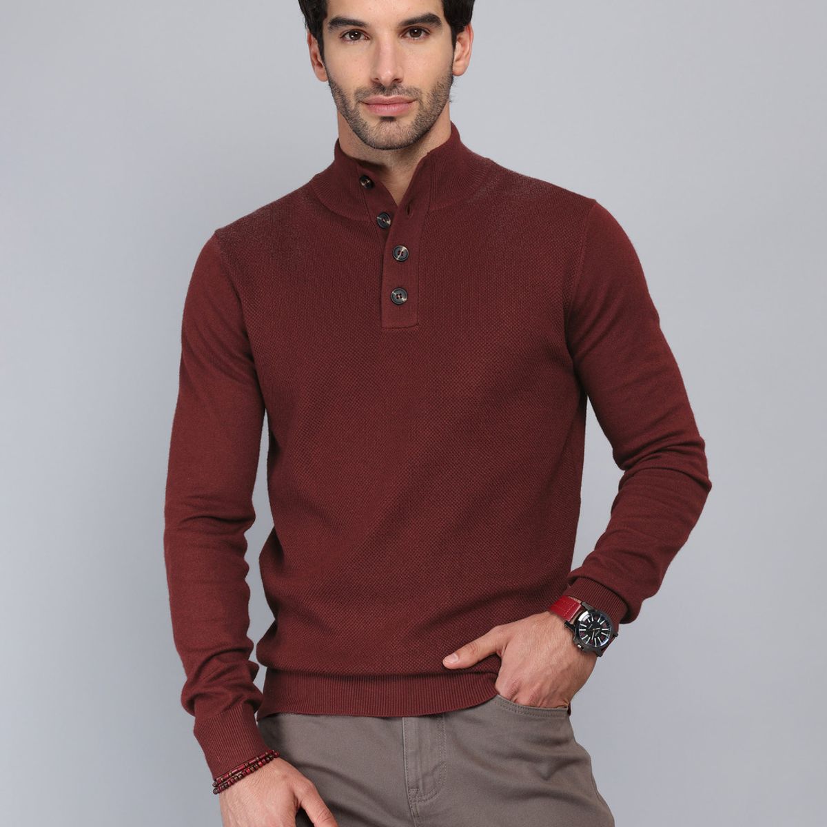PIERO BUTTI - Sweater Texturado Cuello Alto Piero Butti PIERO BUTTI