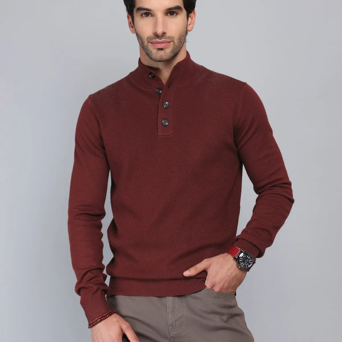PIERO BUTTI - Sweater Texturado Cuello Alto Piero Butti PIERO BUTTI