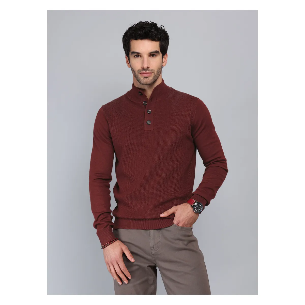 PIERO BUTTI - Sweater Texturado Cuello Alto Piero Butti PIERO BUTTI