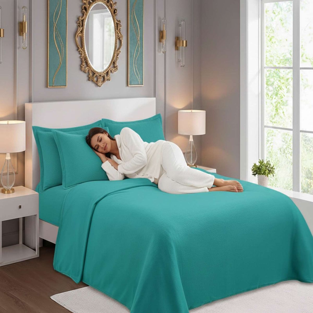 GENERICO - Juego de Sábanas Polar Premium Plaza y Media Térmicas Extra Suaves