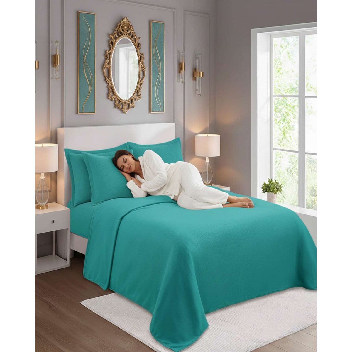 GENERICO - Juego de Sábanas Polar Premium Plaza y Media Térmicas Extra Suaves