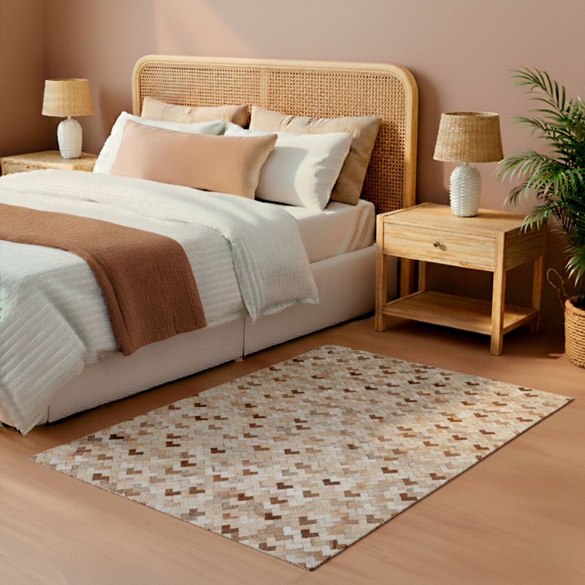 DIB - Alfombra Leather Patch Design  060X120 2334 Beige