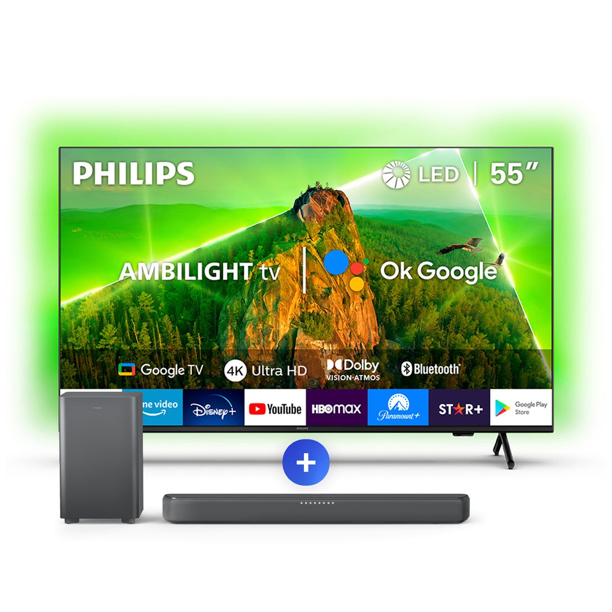 PHILIPS - Ambilight TV 55 PUD7908 + Soundbar TAB5309 Performance