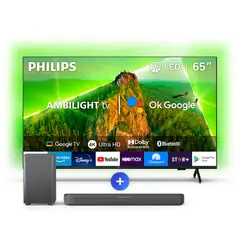 PHILIPS - Ambilight TV 65″ PUD7908 + Soundbar TAB5309 Performance