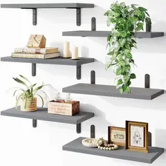 RIOVEO - Repisas Flotantes De Madera Modernas Kit X6