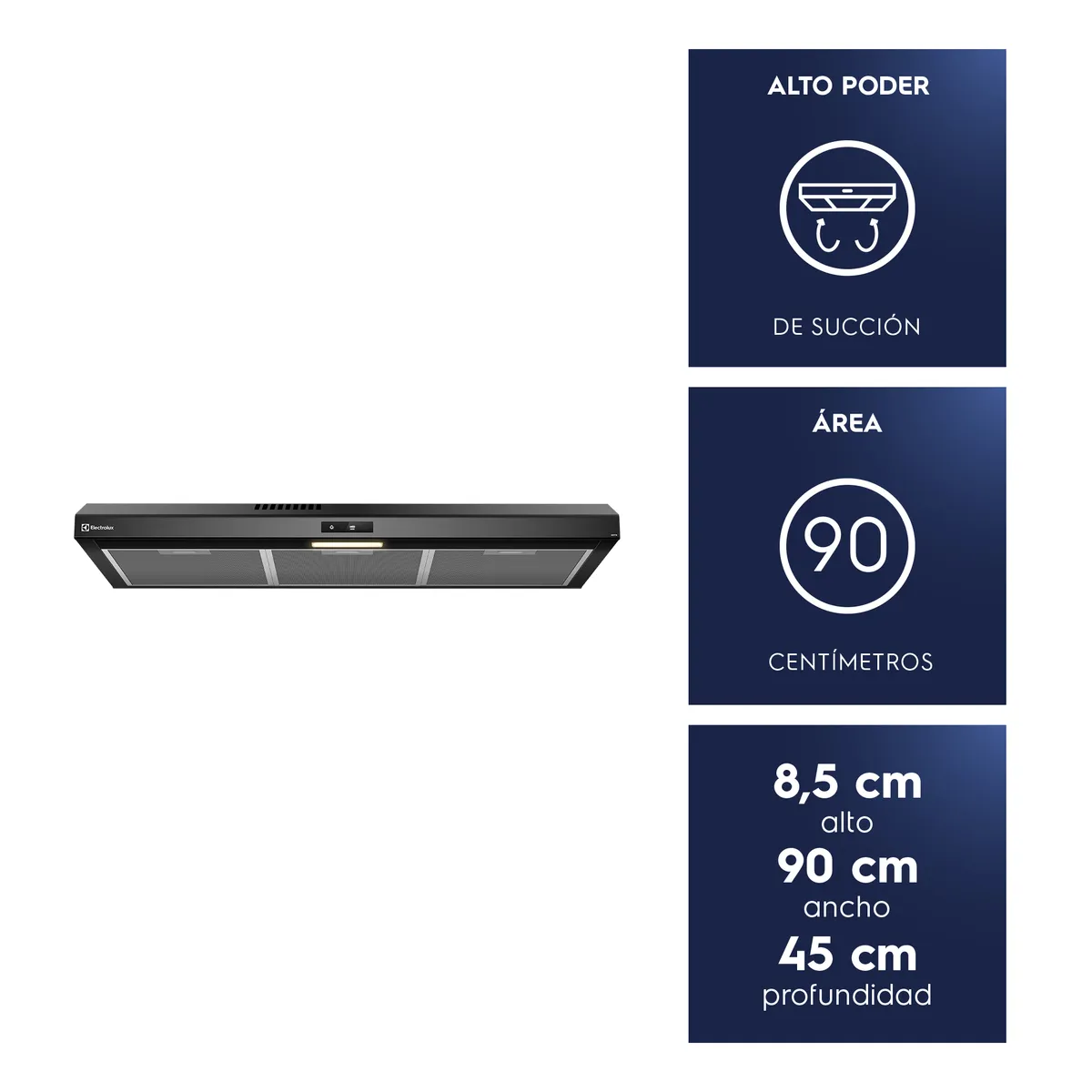 ELECTROLUX - Campana de Cocina Extractora 90cm Alto Poder Succión DE9TB