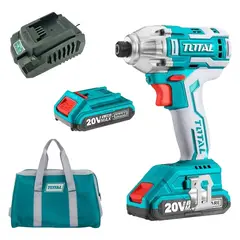 TOTAL TOOLS - Atornillador De Impacto Inalambrico 1/4 20v + 2 bateria + Cargador