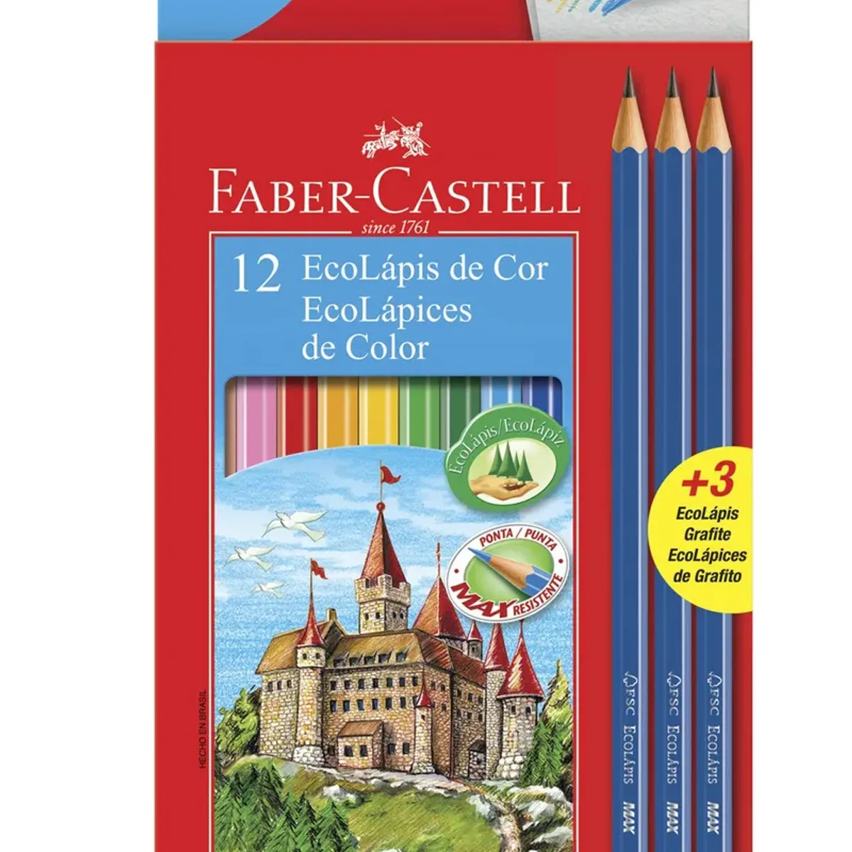 FABER-CASTELL - Kit de lápices de 12 colores Faber-Castell y 3 lápices de grafito