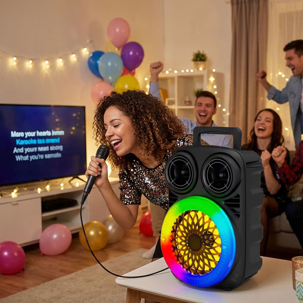 GENERICO - Parlante Inalámbrico BT-601 Micrófono BT 5.3 AUX USB LED RGB