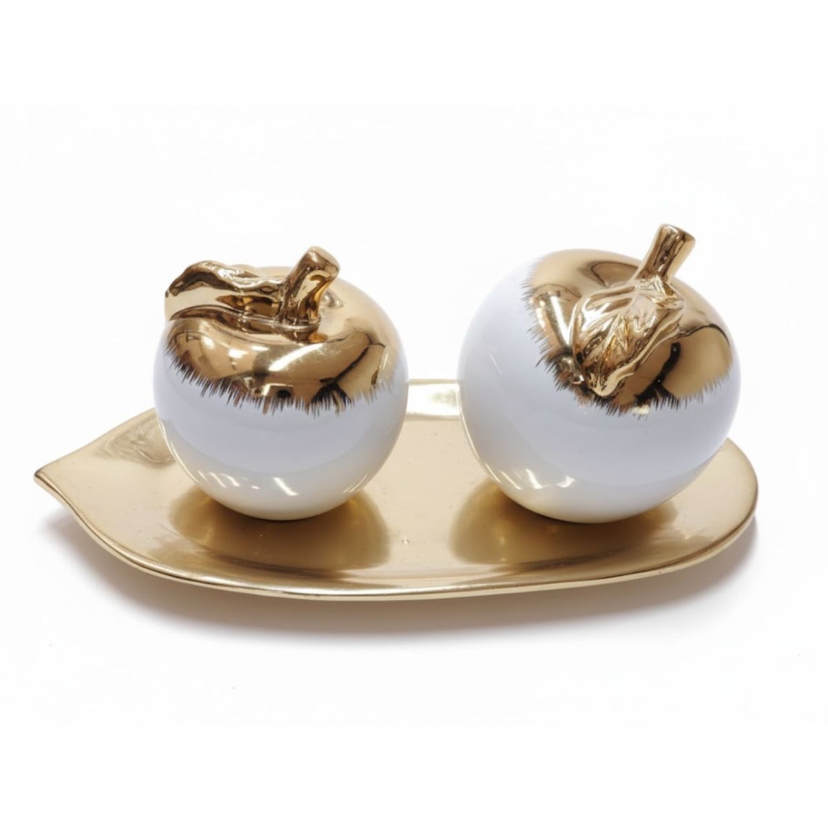 GENERICO - Centro de mesa con manzanas, cuenco dorado decorativo