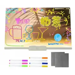GENERICO - Pizarra Led Acrilica 20x30 Cm Transparente C Luz + Plumones