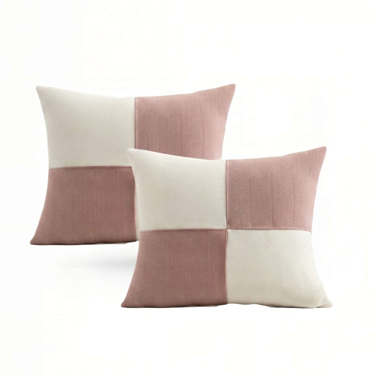 GENERICO - PACK DE 2 FUNDAS DE COJIN 45CMX45CM CHENILLE ROMBO COLOR ROSA