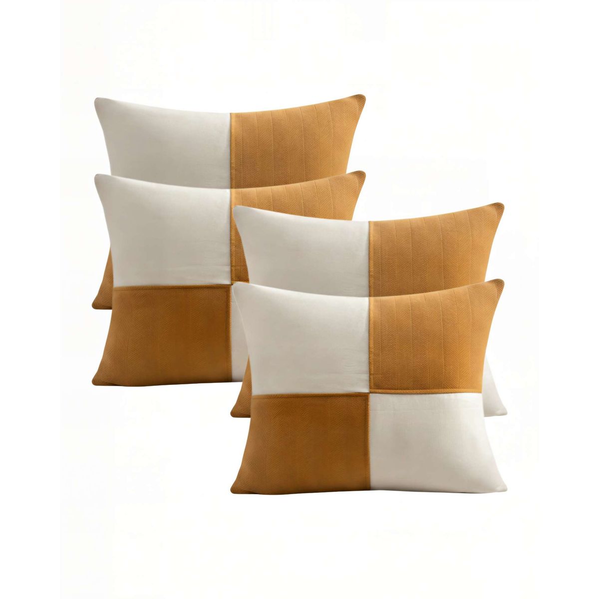 GENERICO - PACK DE 4 FUNDAS DE COJIN 45CMX45CM CHENILLE ROMBO COLOR MOSTAZA