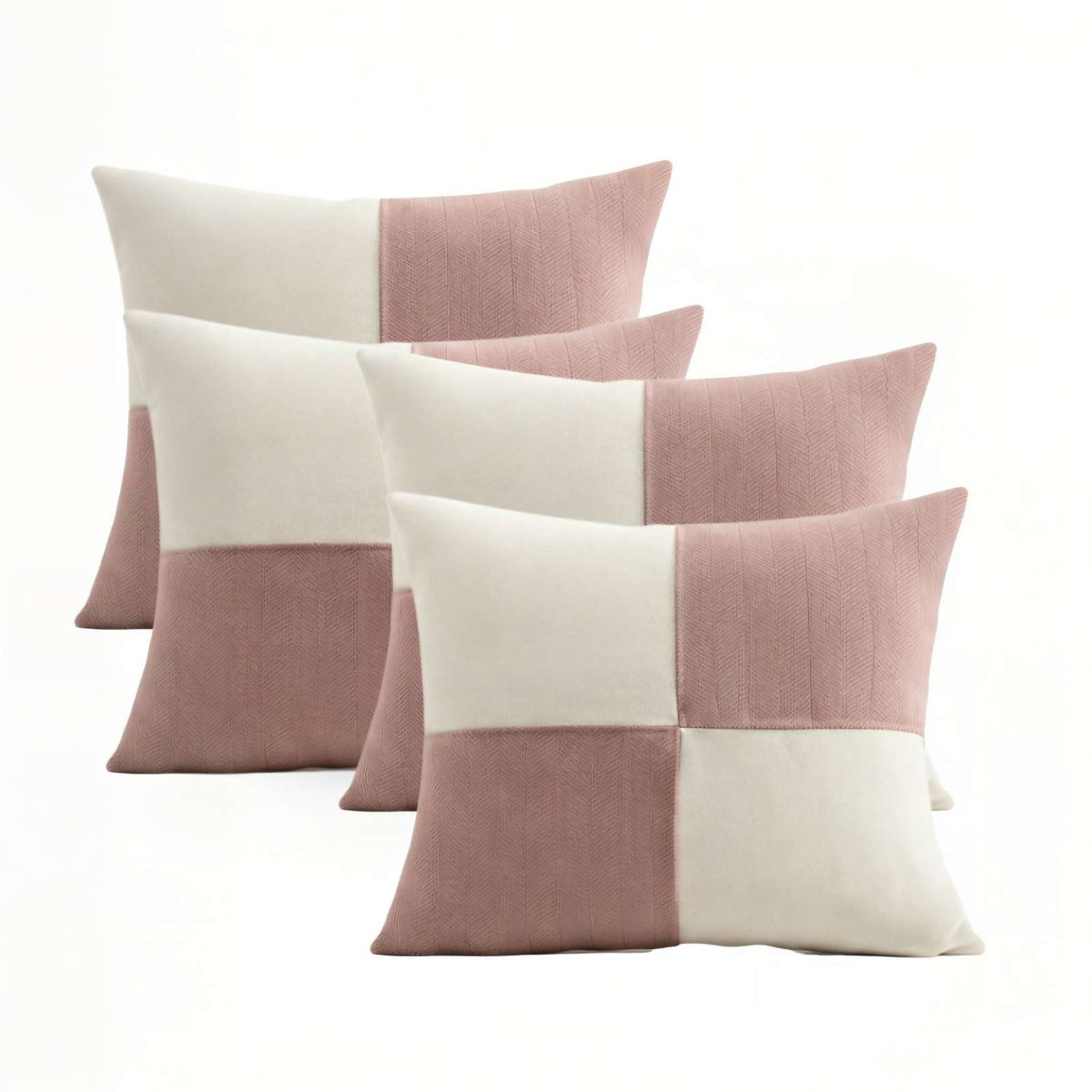 GENERICO - PACK DE 4 FUNDAS DE COJIN 45CMX45CM CHENILLE ROMBO COLOR ROSA