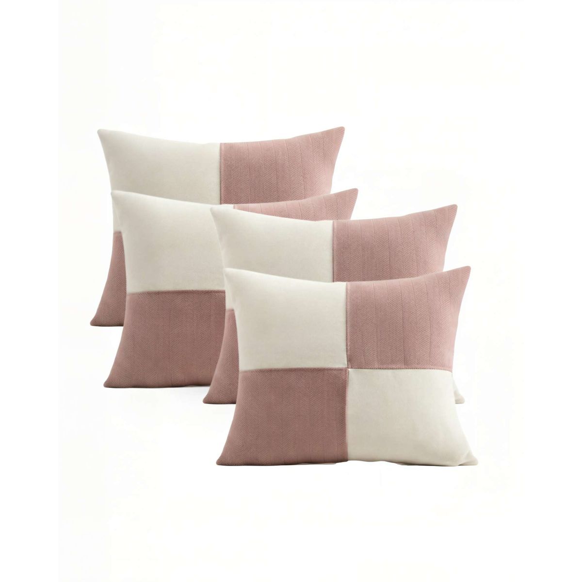 GENERICO - PACK DE 4 FUNDAS DE COJIN 45CMX45CM CHENILLE ROMBO COLOR ROSA