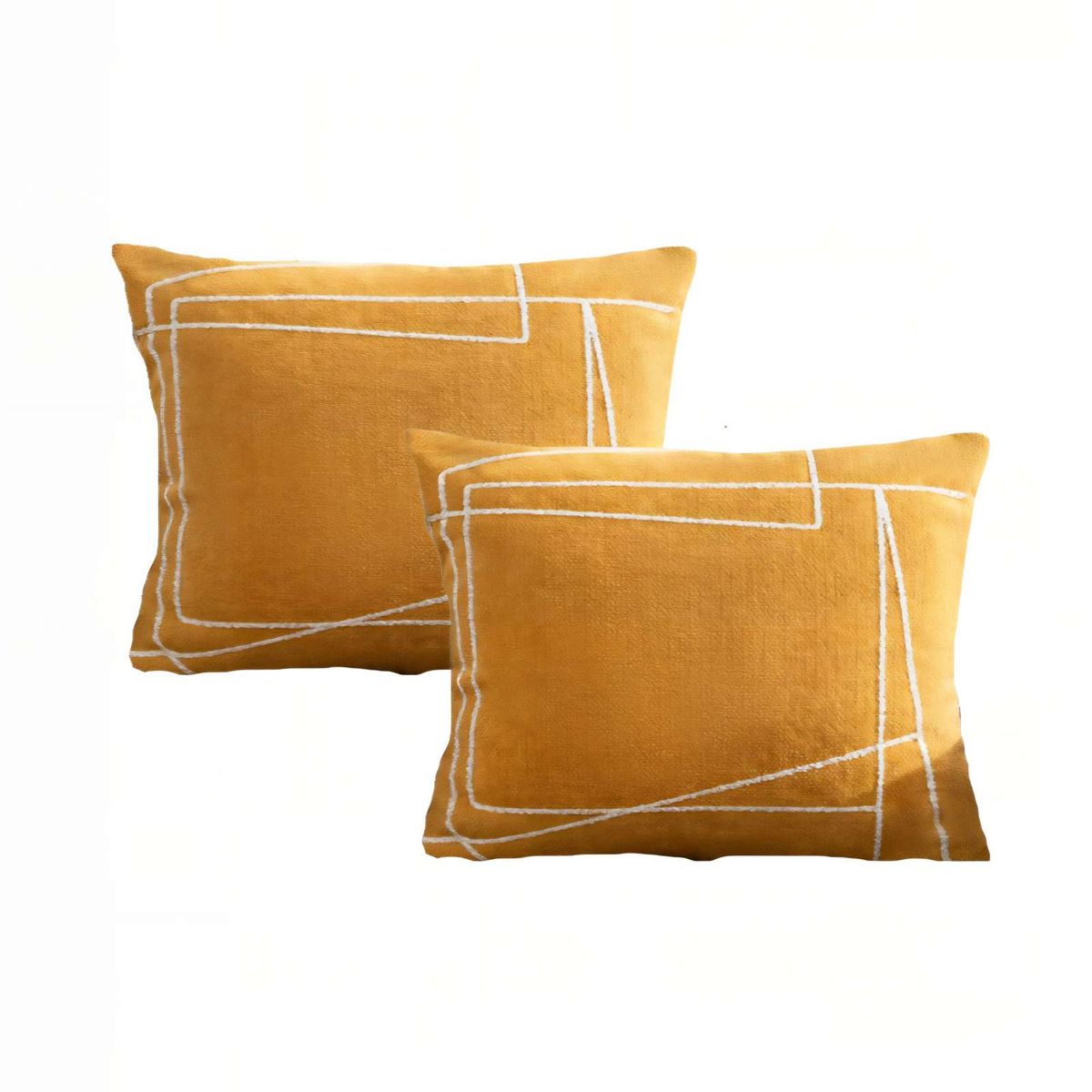 GENERICO - PACK DE 2 FUNDAS DE COJIN 45CMX45CM BORDADO DE LINEA COLOR AMARILLO