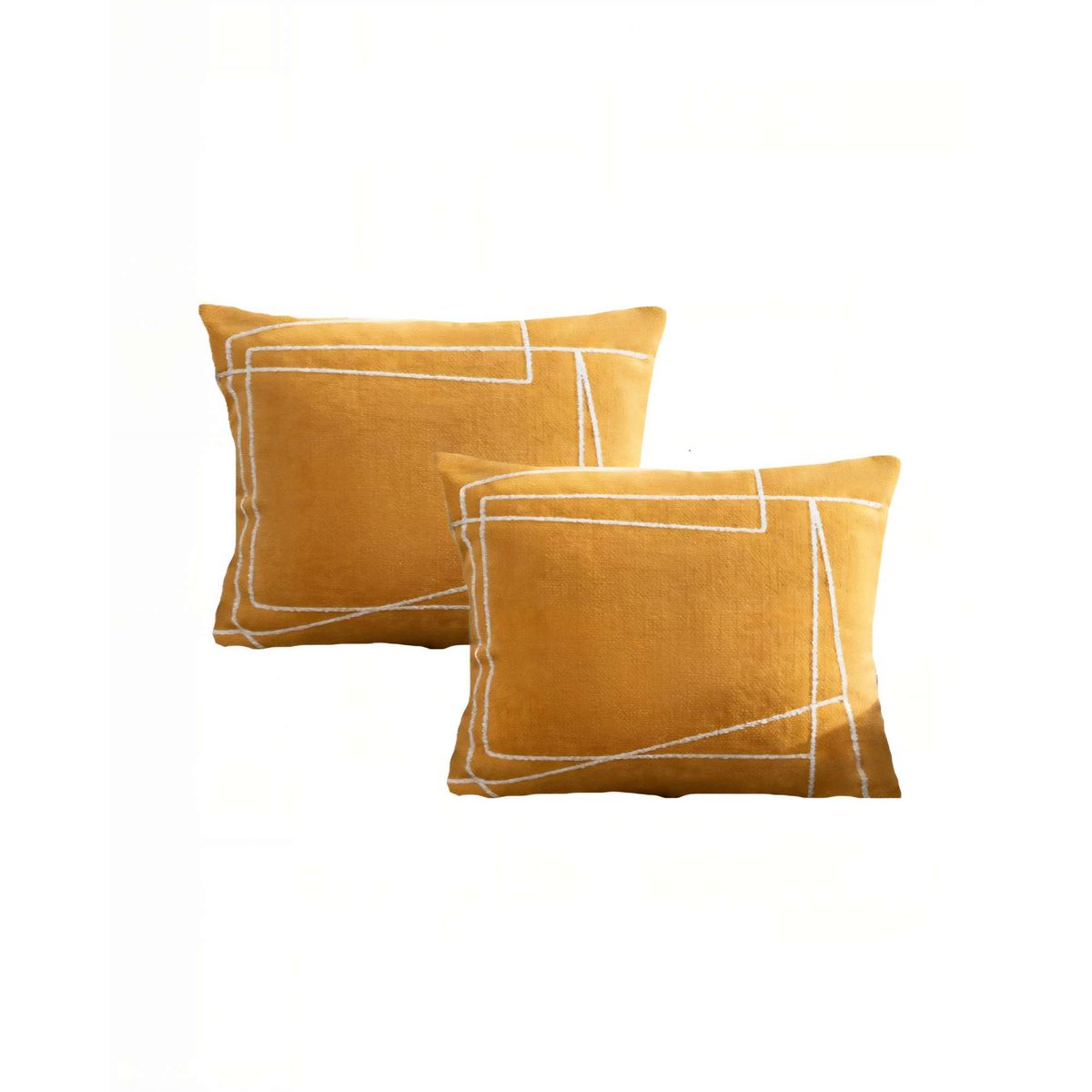 GENERICO - PACK DE 2 FUNDAS DE COJIN 45CMX45CM BORDADO DE LINEA COLOR AMARILLO