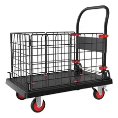 IDEEHOUSE - Carro Carga Yegua Plegable Plataforma Jaula 4 Ruedas Negro