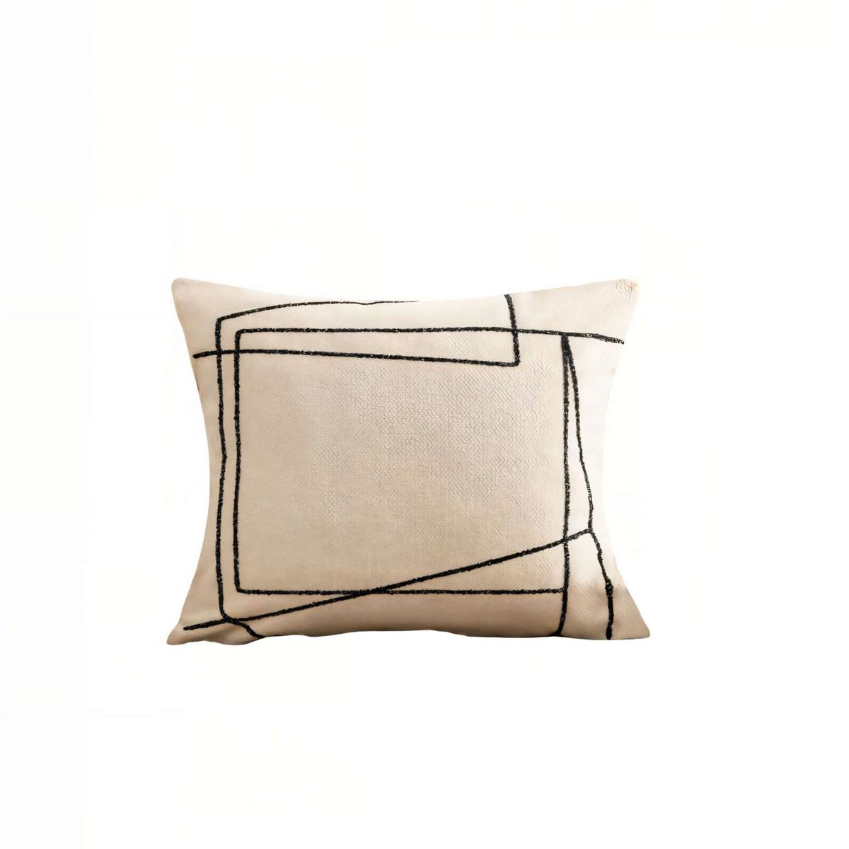 GENERICO - PACK DE 4 FUNDAS DE COJIN 45CMX45CM BORDADO DE LINEA COLOR BEIGE