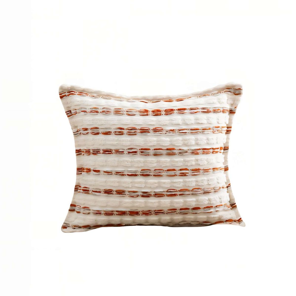 GENERICO - PACK DE 2 FUNDAS DE COJIN 45CMX45CM A RAYAS BEIGE CON BURDEO