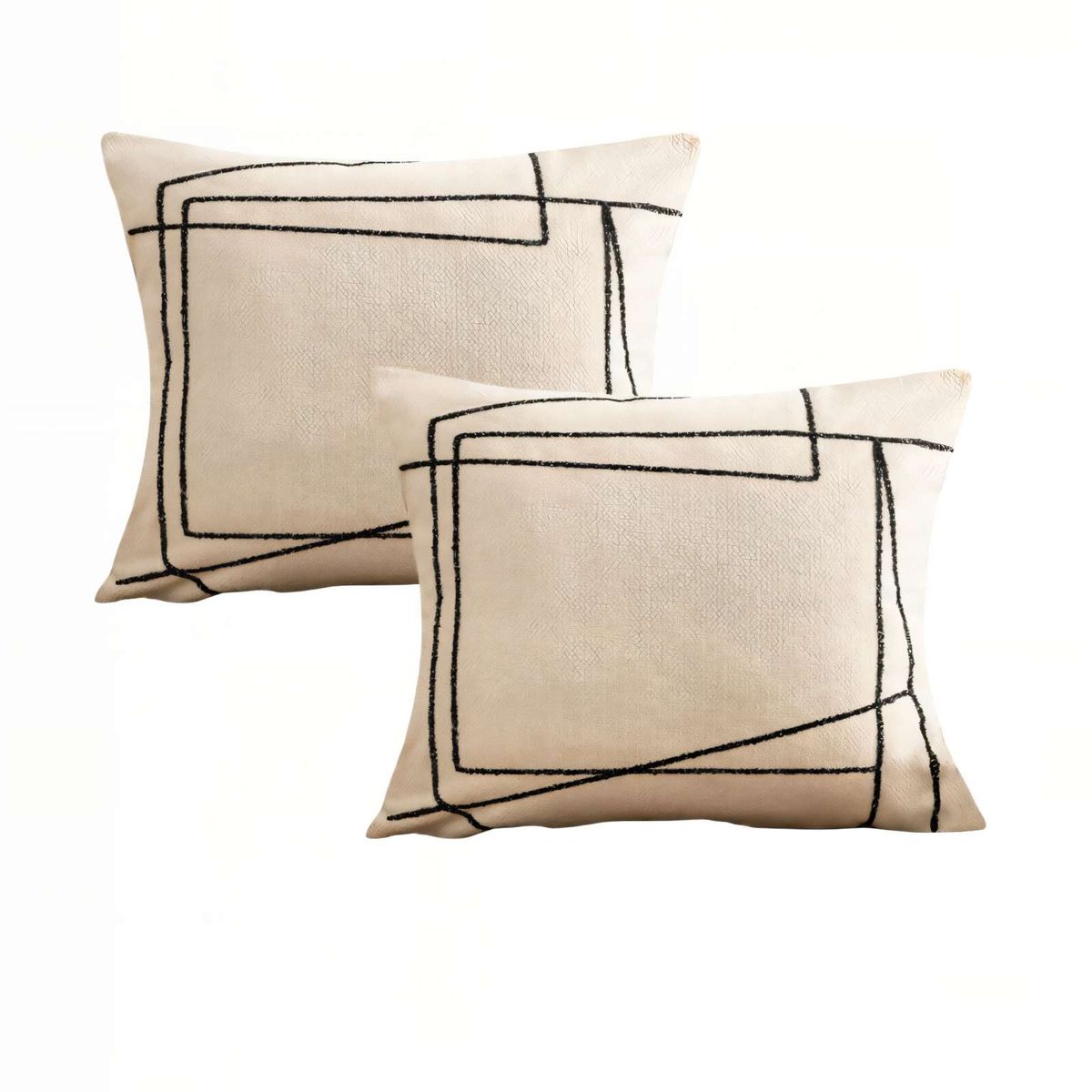 GENERICO - SET DE 2 FUNDAS DE COJIN 45CMX45CM  BORDADO DE LINEA COLOR BEIGE