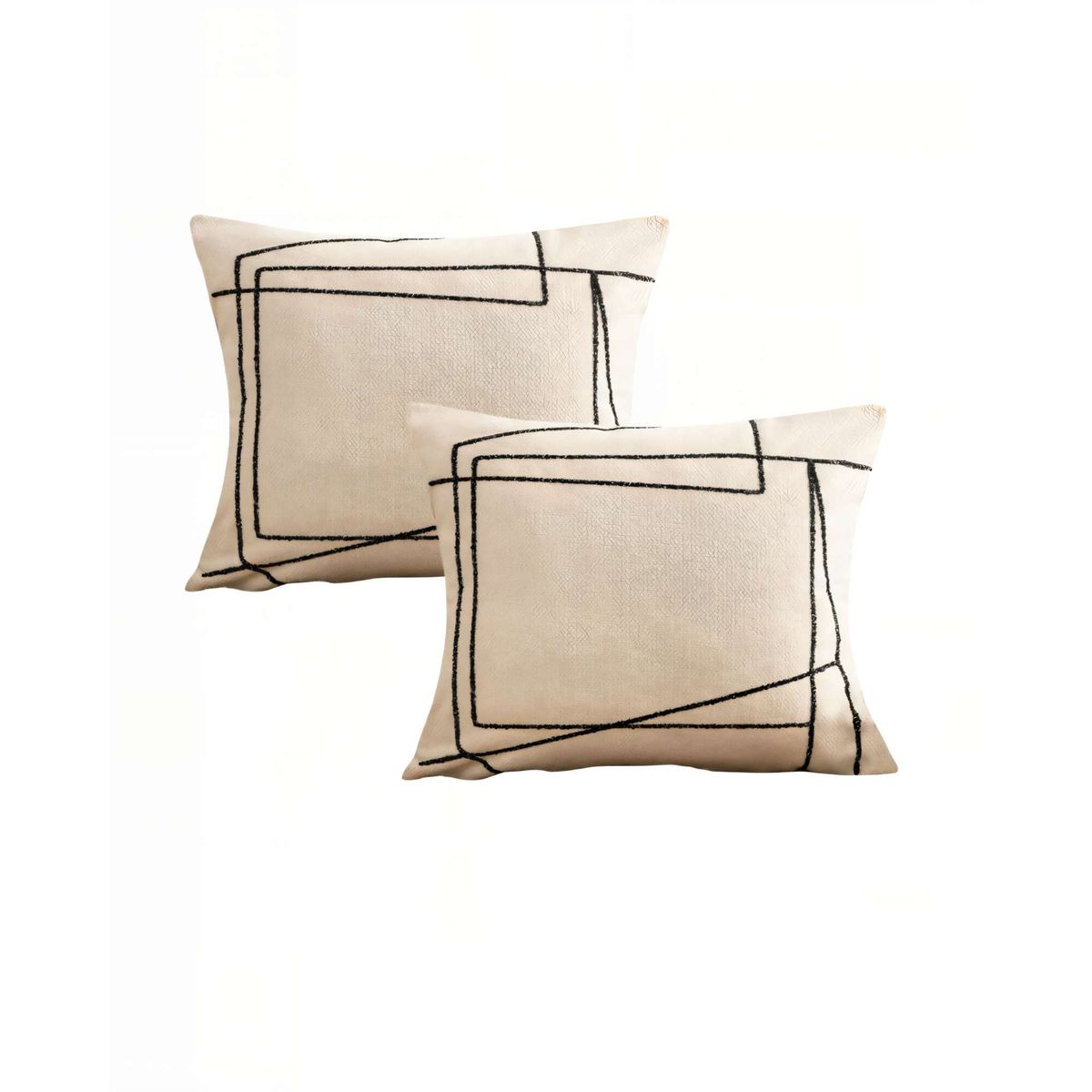 GENERICO - SET DE 2 FUNDAS DE COJIN 45CMX45CM  BORDADO DE LINEA COLOR BEIGE