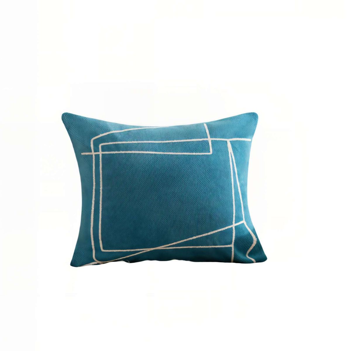 GENERICO - SET DE 4 FUNDAS DE COJIN 45CMX45CM  BORDADO DE LINEA COLOR AZUL