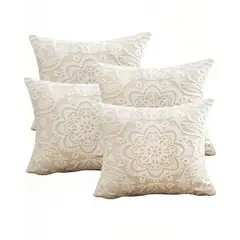 GENERICO - JUEGO DE 4 FUNDAS DE COJIN 45CMX45CM BORDADAS F1