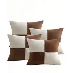 GENERICO - JUEGO DE 4 FUNDAS DE COJIN 45CMX45CM CHENILLE ROMBO COLOR CAFÉ