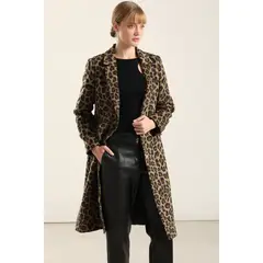 LIOLA - Abrigo Animal Print, Cafe