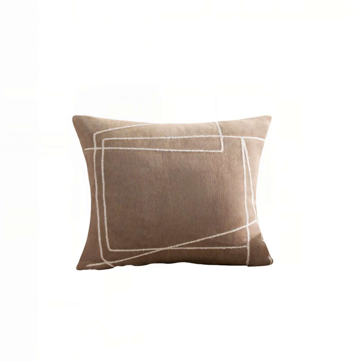 GENERICO - JUEGO DE 2 FUNDAS DE COJIN 45CMX45CM BORDADO DE LINEA COLOR CAFÉ