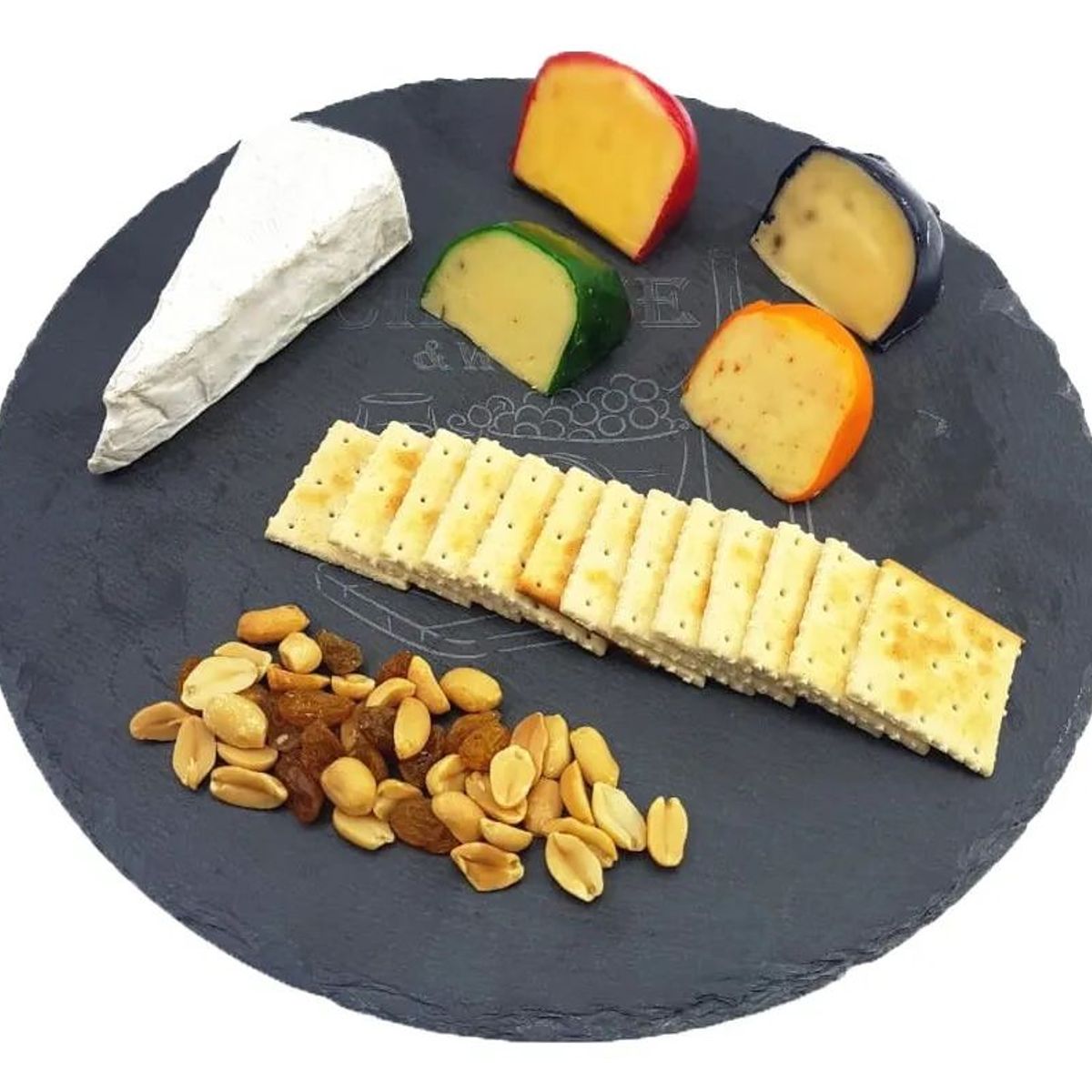 GENERICO - Tabla Cocktail Coctel Aperitivos Sushi Piedra Pizarra 20cm Redondo_.
