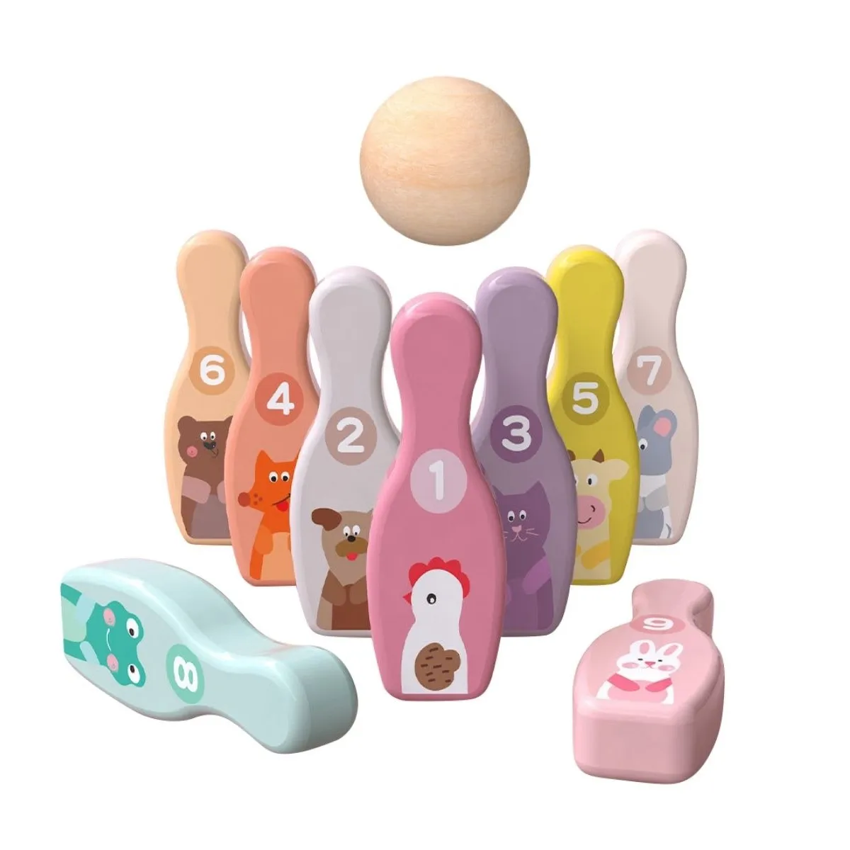 GENERICO - Juego Palitroque De Madera Bowling Números Didáctico Niños